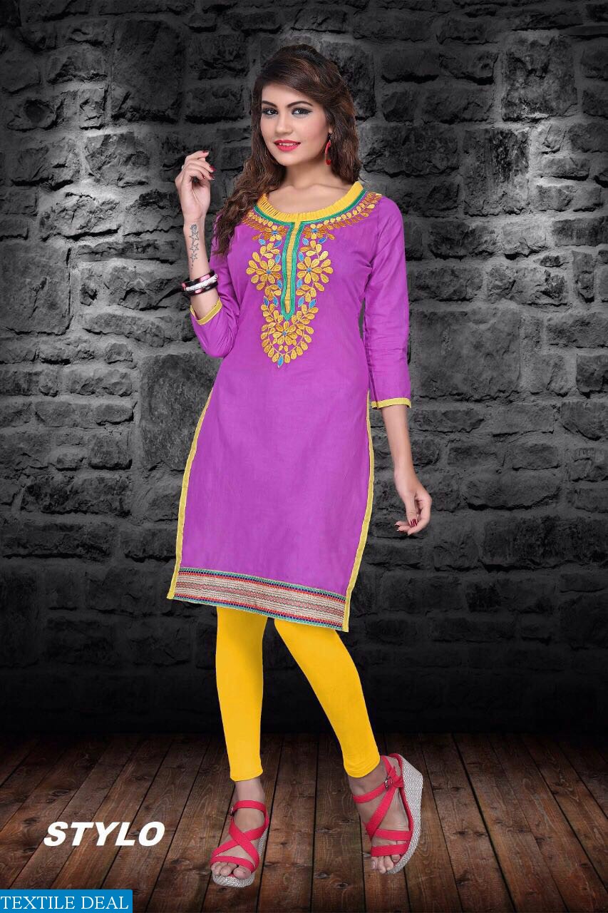 Stylo Cotton With Embroidery long kurtis